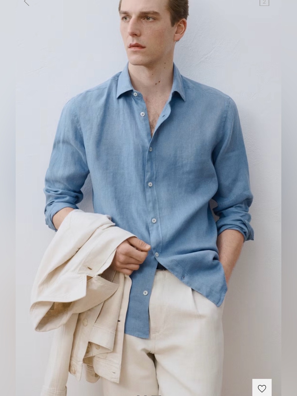 Mango Light Blue Casual Button-Down 100% linen Shirt